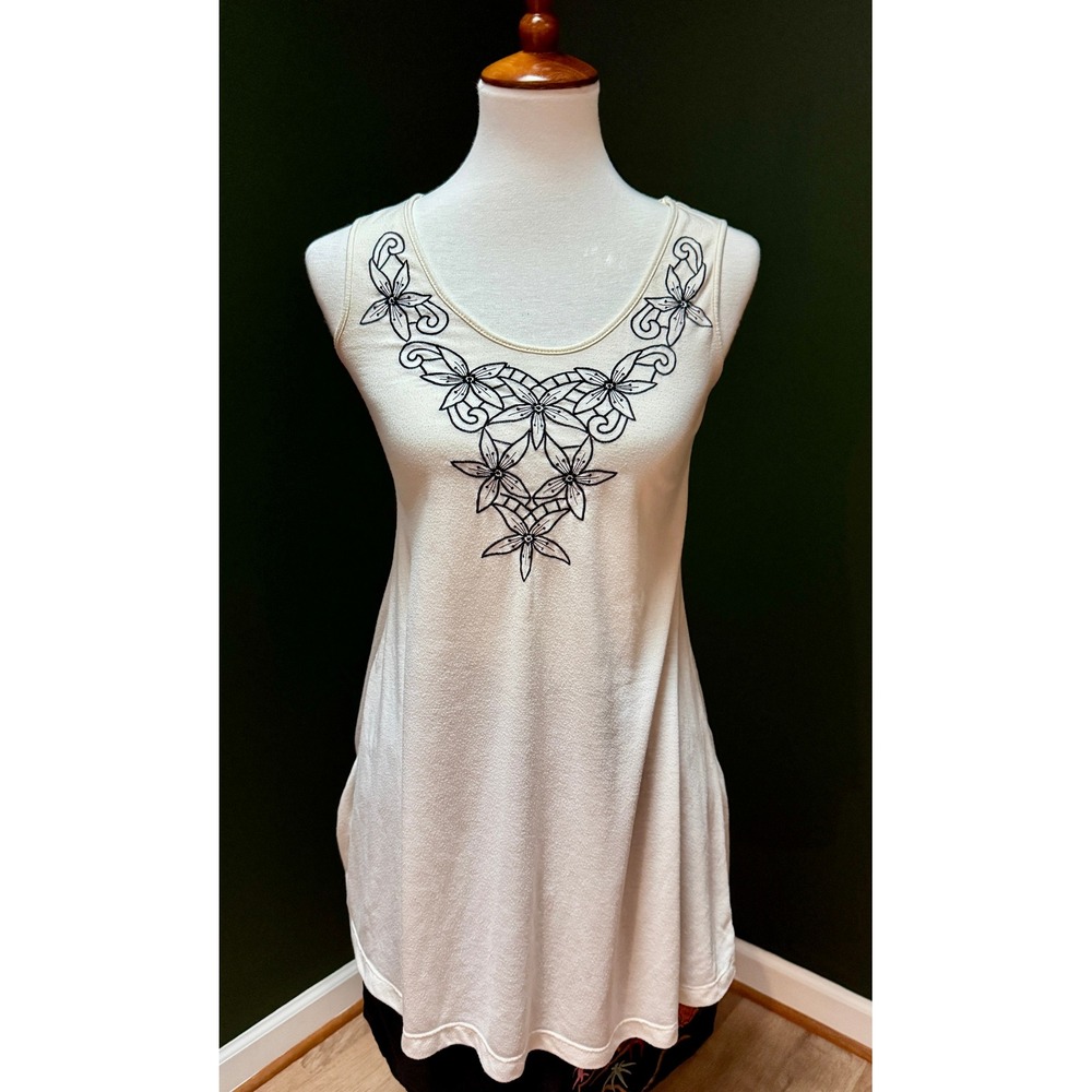Debbie Miller Cream Sleeveless Floral Print Top Women's‎ Size 12